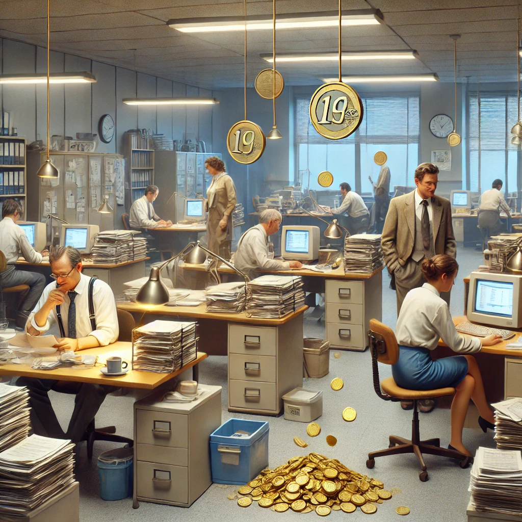 Beamte an alten PCs mit Geldregen